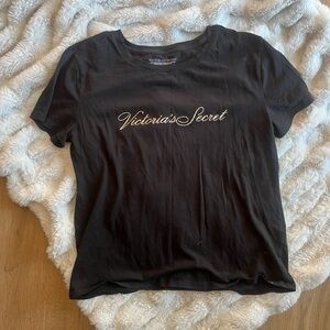 Victoria's Secret Black Tee with Gold Logo